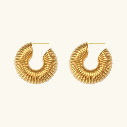 [Raffine]Aubrey Textured Gold Hoops
