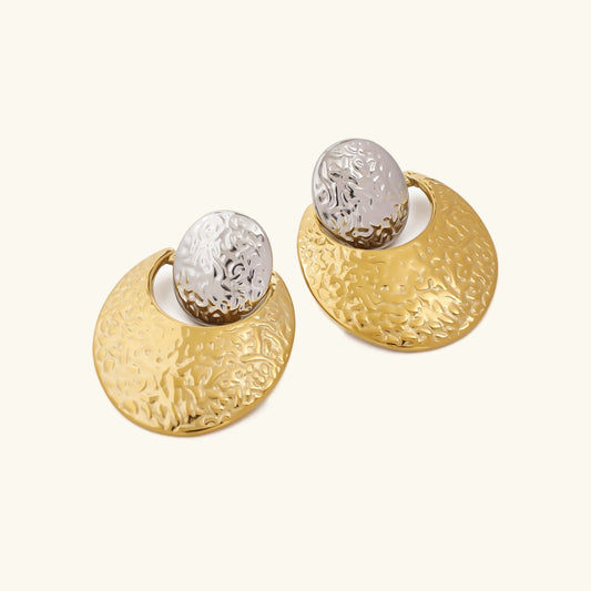 [Raffine]Shelly Two Tone Crescent Earrings