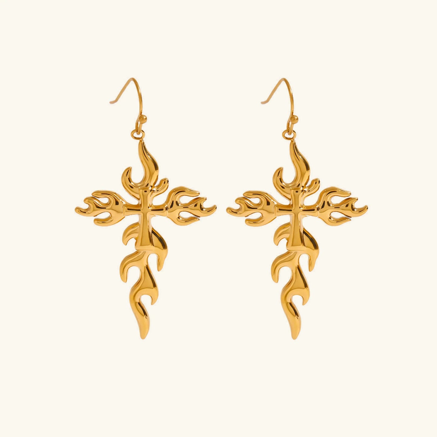[Raffine]Adrielle Branched Cross Gold Earrings