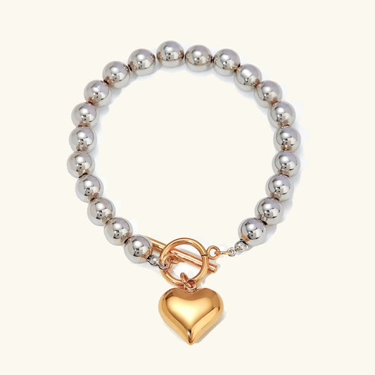 [Raffine]Alicia Chunky Bead Heart Bracelet