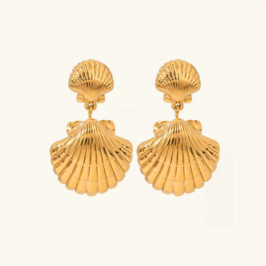 [Raffine]Sandy Gold Seashell Earrings
