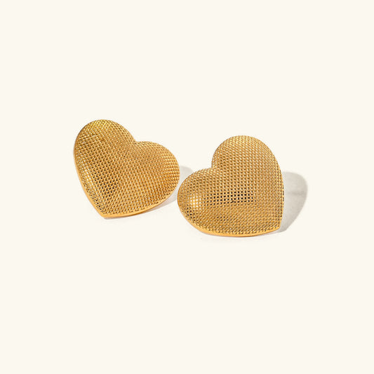 [Raffine]Cecelia Textured Heart Earrings