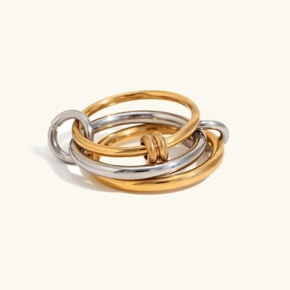 [Raffine]Jessica Two-Tone Ring Stack