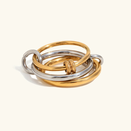 [Raffine]Jessica Two-Tone Ring Stack