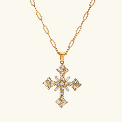 [Raffine]Divina Crystal Cross Necklace