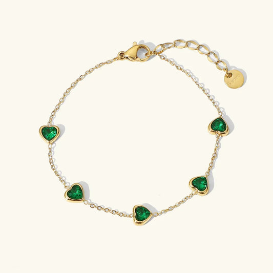 [Raffine]Francia Green Heart Bracelet