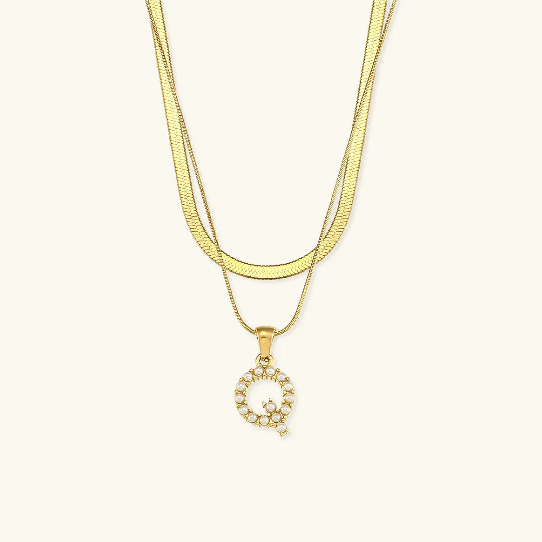 [Raffine]Fiona Layered Gold Initial Letter Necklace