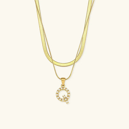 [Raffine]Fiona Layered Gold Initial Letter Necklace
