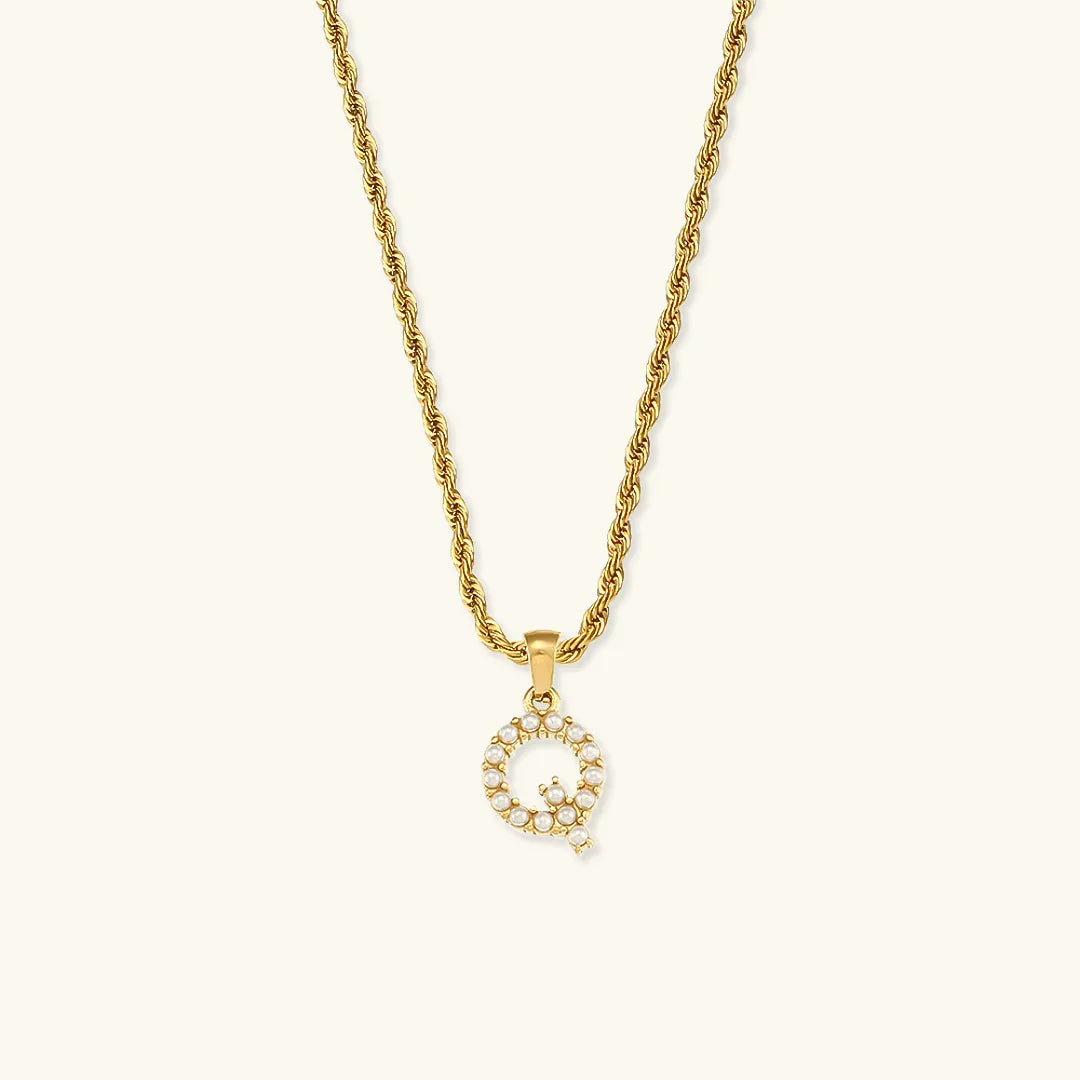 [Raffine]Elodie Initial Letter Pearl Necklace