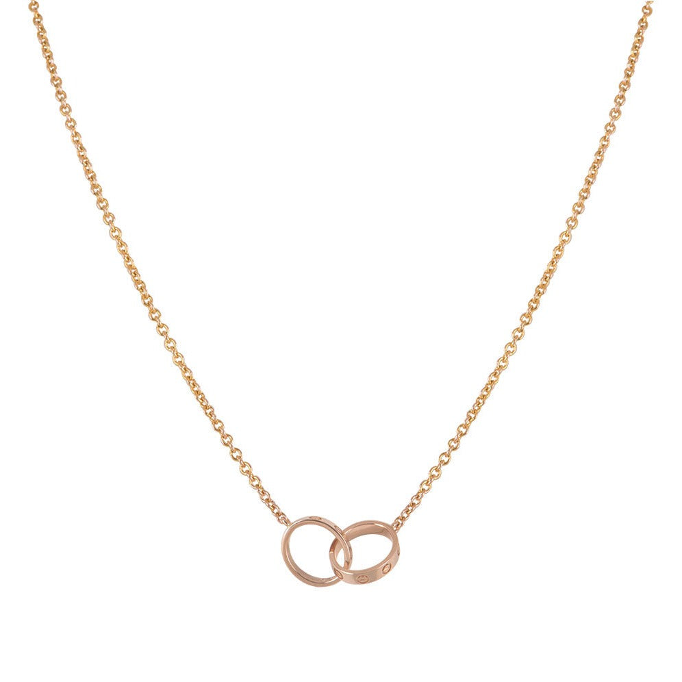 [Raffine]COLLAR AMOR DOBLE ANILLO ORO ROSA 
