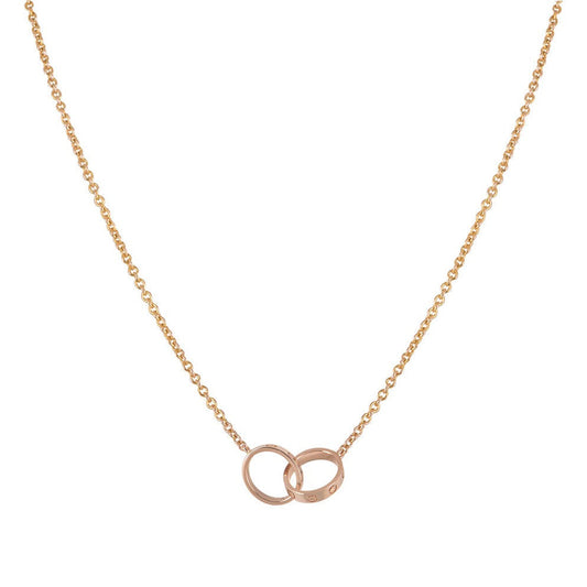 [Raffine]COLLAR AMOR DOBLE ANILLO ORO ROSA 