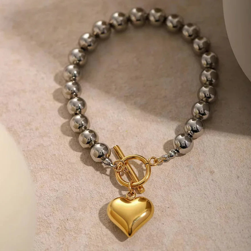 [Raffine]Alicia Chunky Bead Heart Bracelet