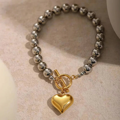 [Raffine]Alicia Chunky Bead Heart Bracelet