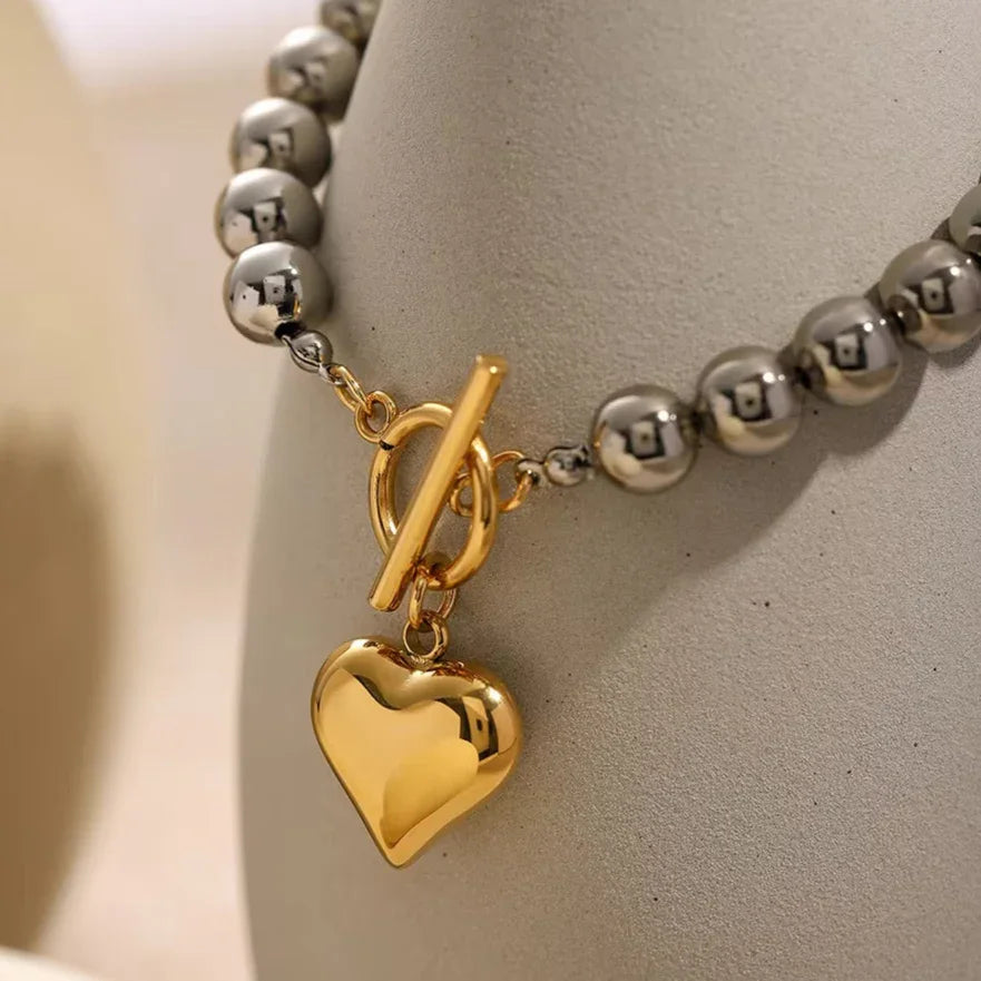 [Raffine]Alicia Chunky Bead Heart Bracelet