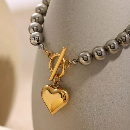 [Raffine]Alicia Chunky Bead Heart Bracelet
