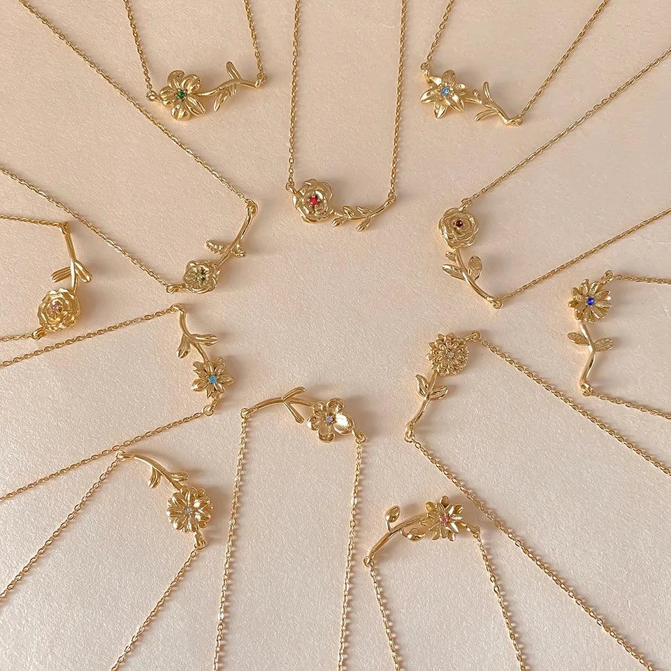 [Raffine]Maribelle Birth Flower Gold Necklace