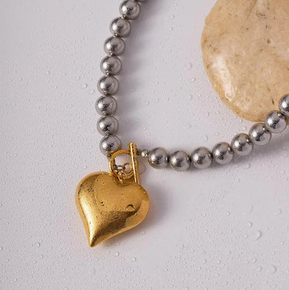 [Raffine]Alicia Chunky Bead Heart Pendant