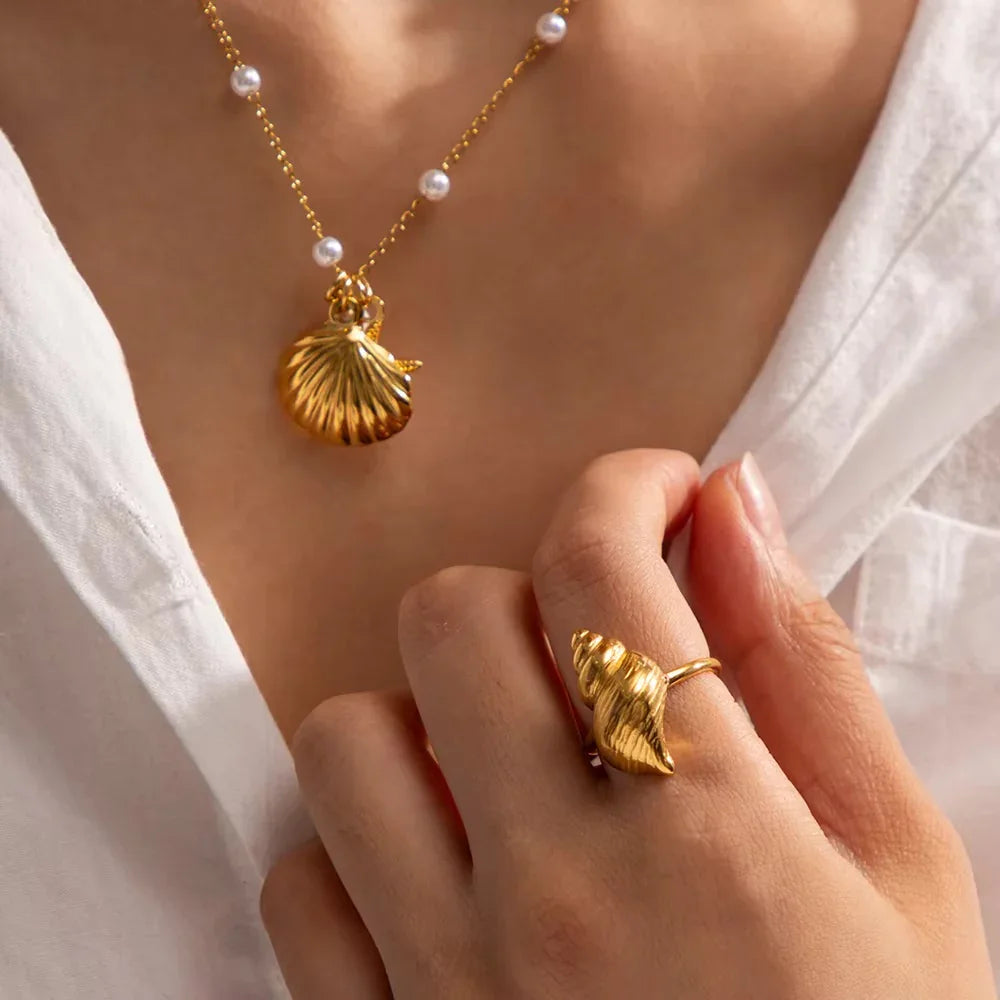 [Raffine]Ohana Sea Conch Gold Ring
