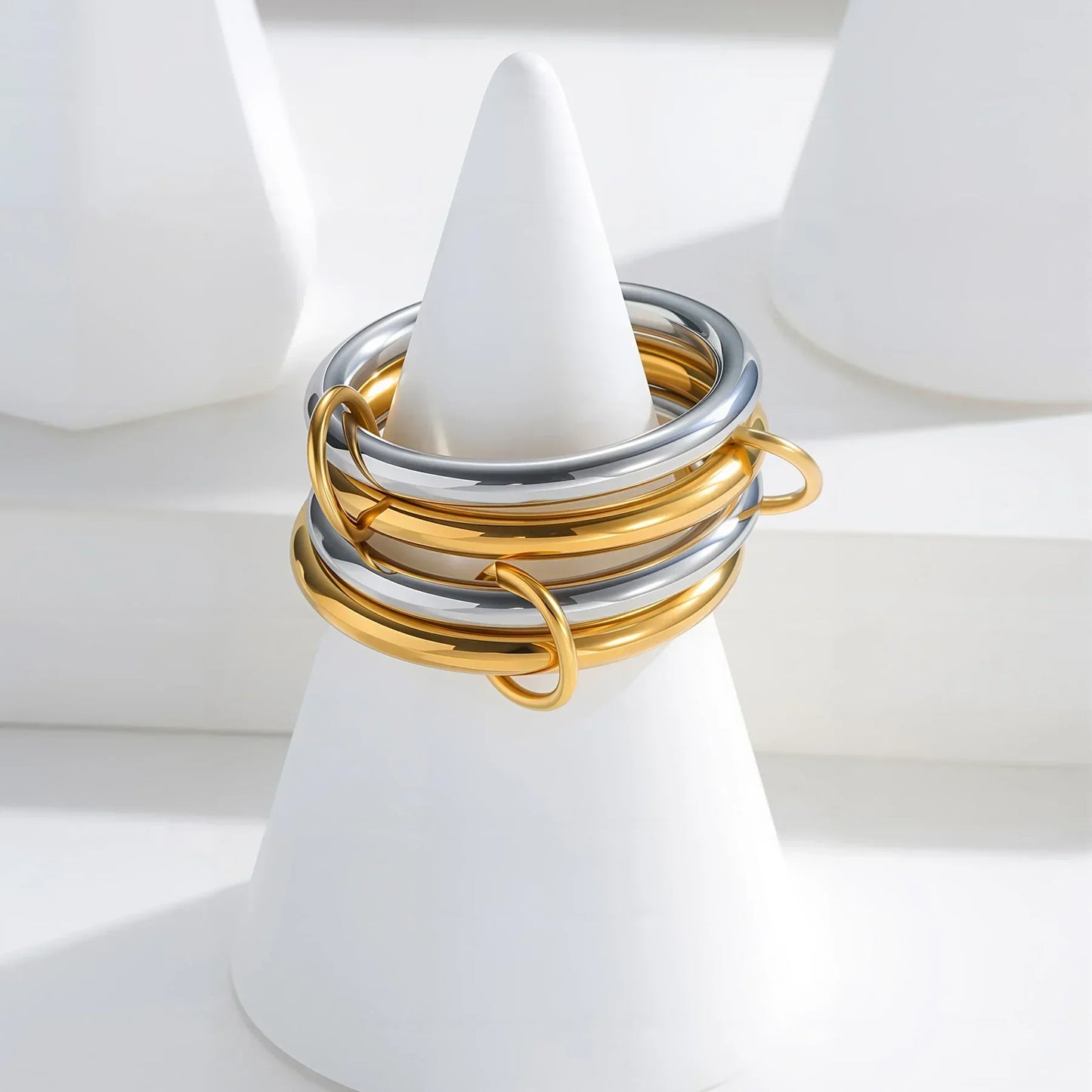 [Raffine]Alexandria Two-Tone Stacked Ring