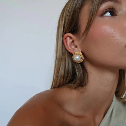 [Raffine]Aqua Freshwater Pearl Earrings