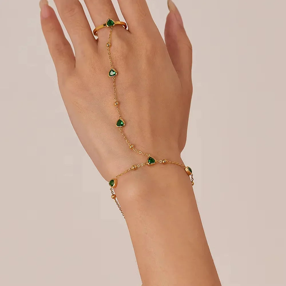 [Raffine]Gladys Emerald Heart Hand Chain