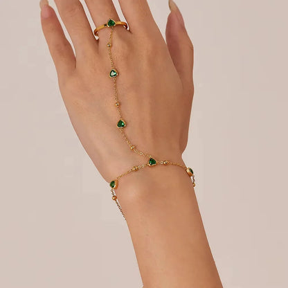 [Raffine]Gladys Emerald Heart Hand Chain