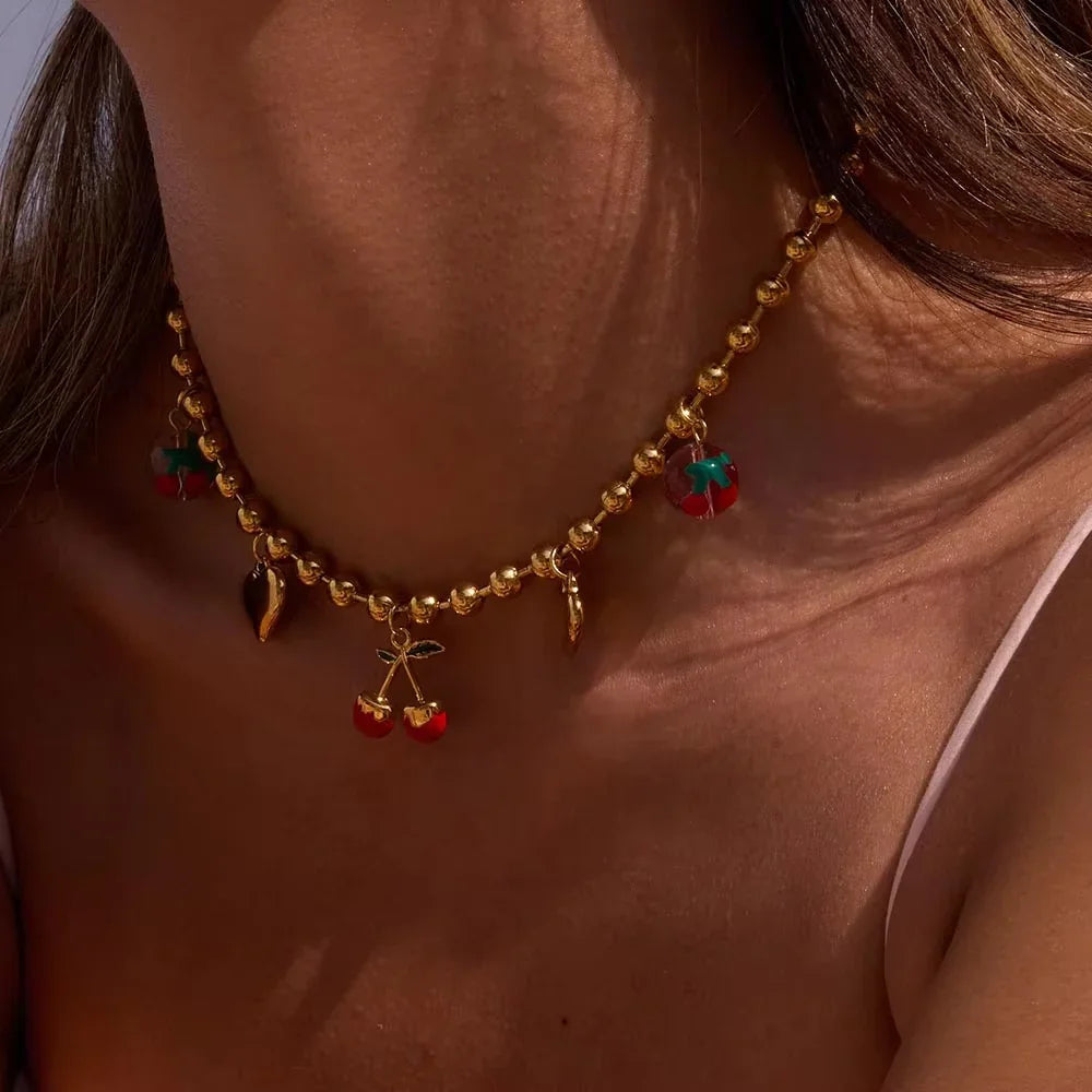 [Raffine]Kai Gold Cherry Necklace