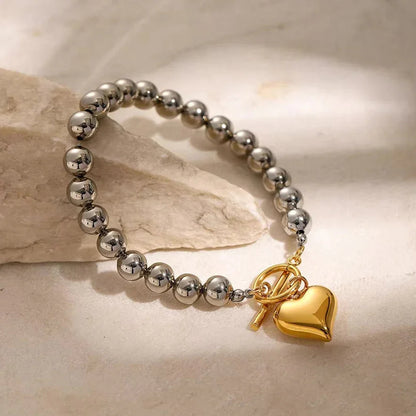 [Raffine]Alicia Chunky Bead Heart Bracelet