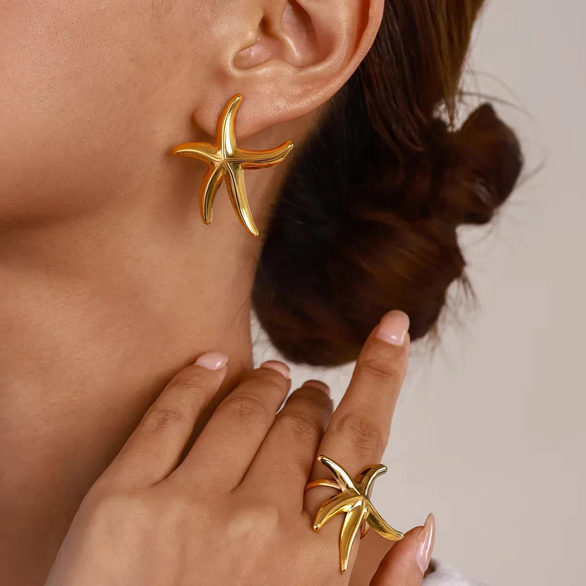 [Raffine]Oceanic Gold Starfish Ring
