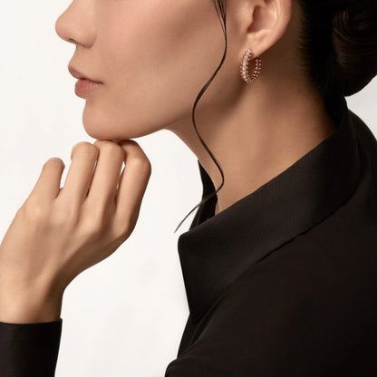 [Raffine]CLASH 6.4MM FULL DIAMOND SMALL EARRINGS