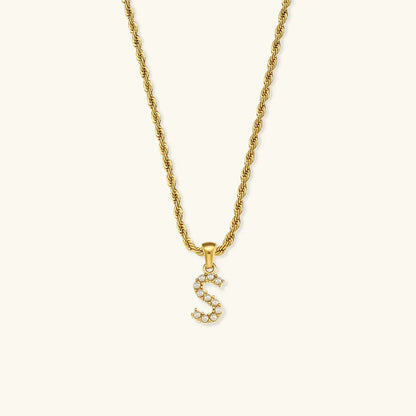 [Raffine]Elodie Initial Letter Pearl Necklace