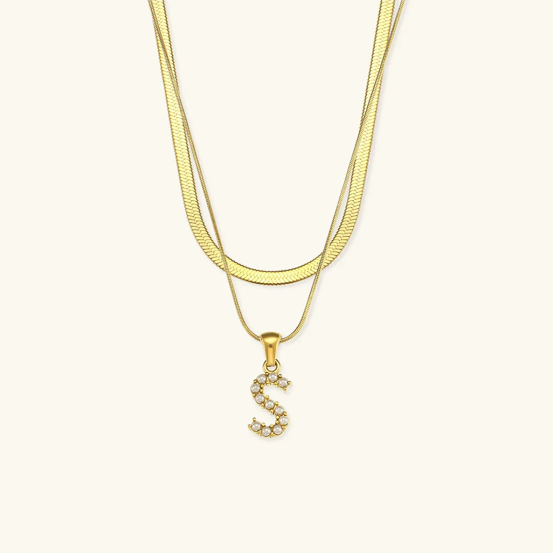 [Raffine]Fiona Layered Gold Initial Letter Necklace