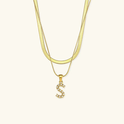 [Raffine]Fiona Layered Gold Initial Letter Necklace