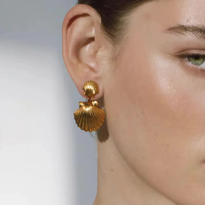 [Raffine]Sandy Gold Seashell Earrings