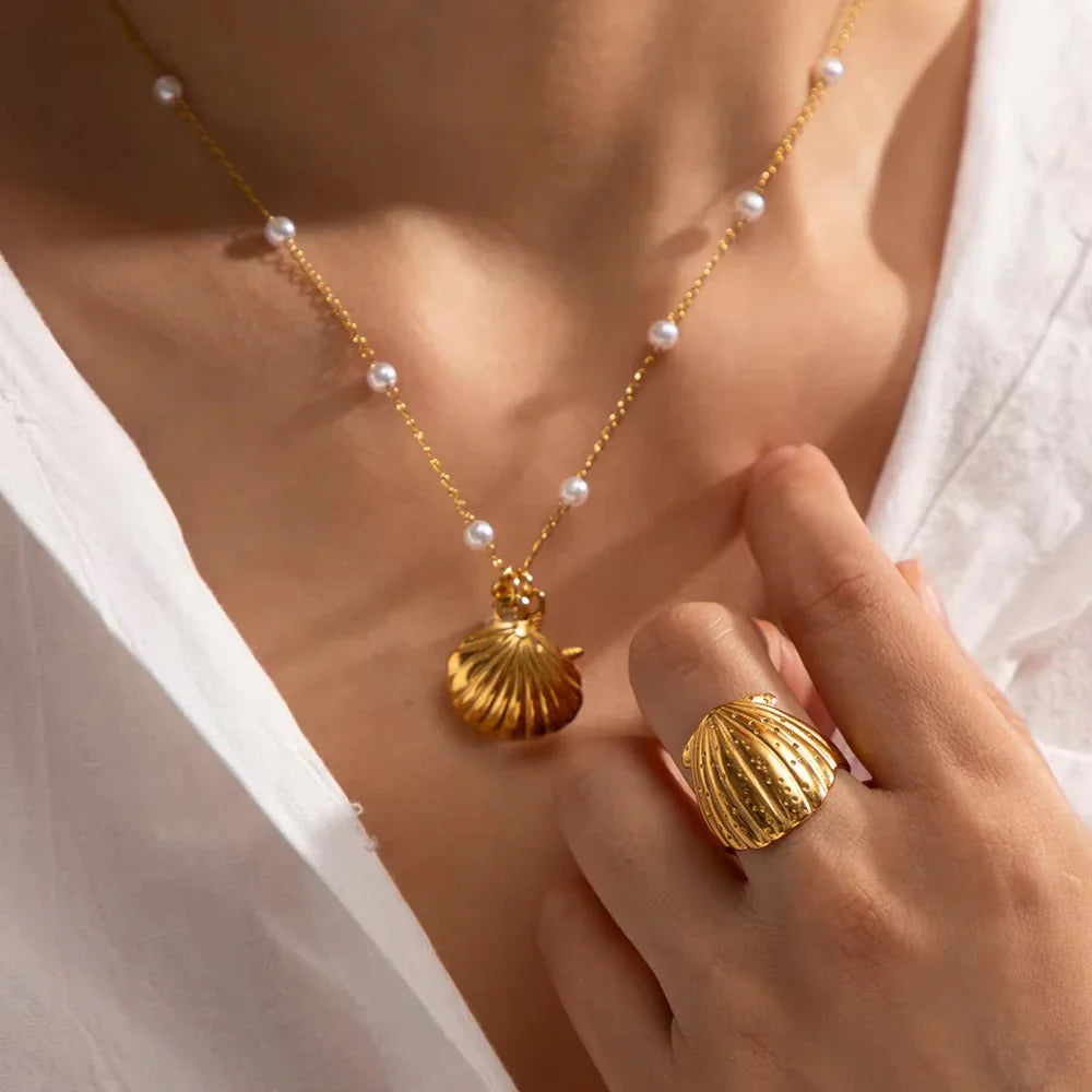 [Raffine]Aloha Gold Seashell Ring