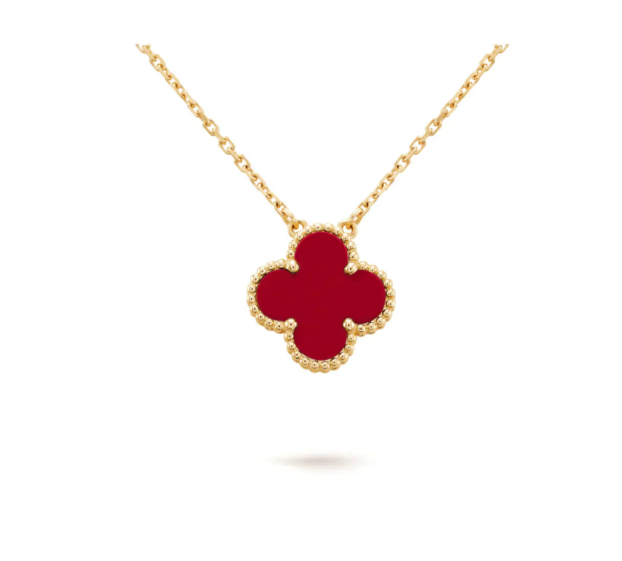 [Raffine] COLLAR DE UNA SOLA FLOR DE CORNALINA DE 15 MM DE TRÉBOL