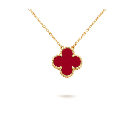 [Raffine] COLLAR DE UNA SOLA FLOR DE CORNALINA DE 15 MM DE TRÉBOL