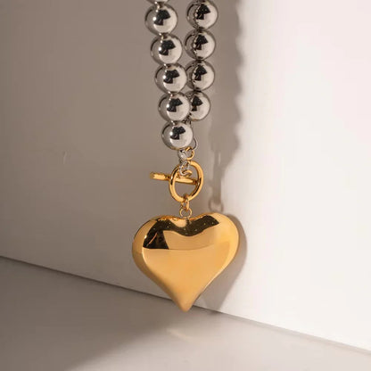 [Raffine]Alicia Chunky Bead Heart Pendant