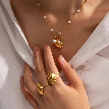 [Raffine]Aloha Gold Seashell Ring