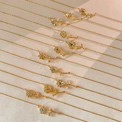 [Raffine]Maribelle Birth Flower Gold Necklace