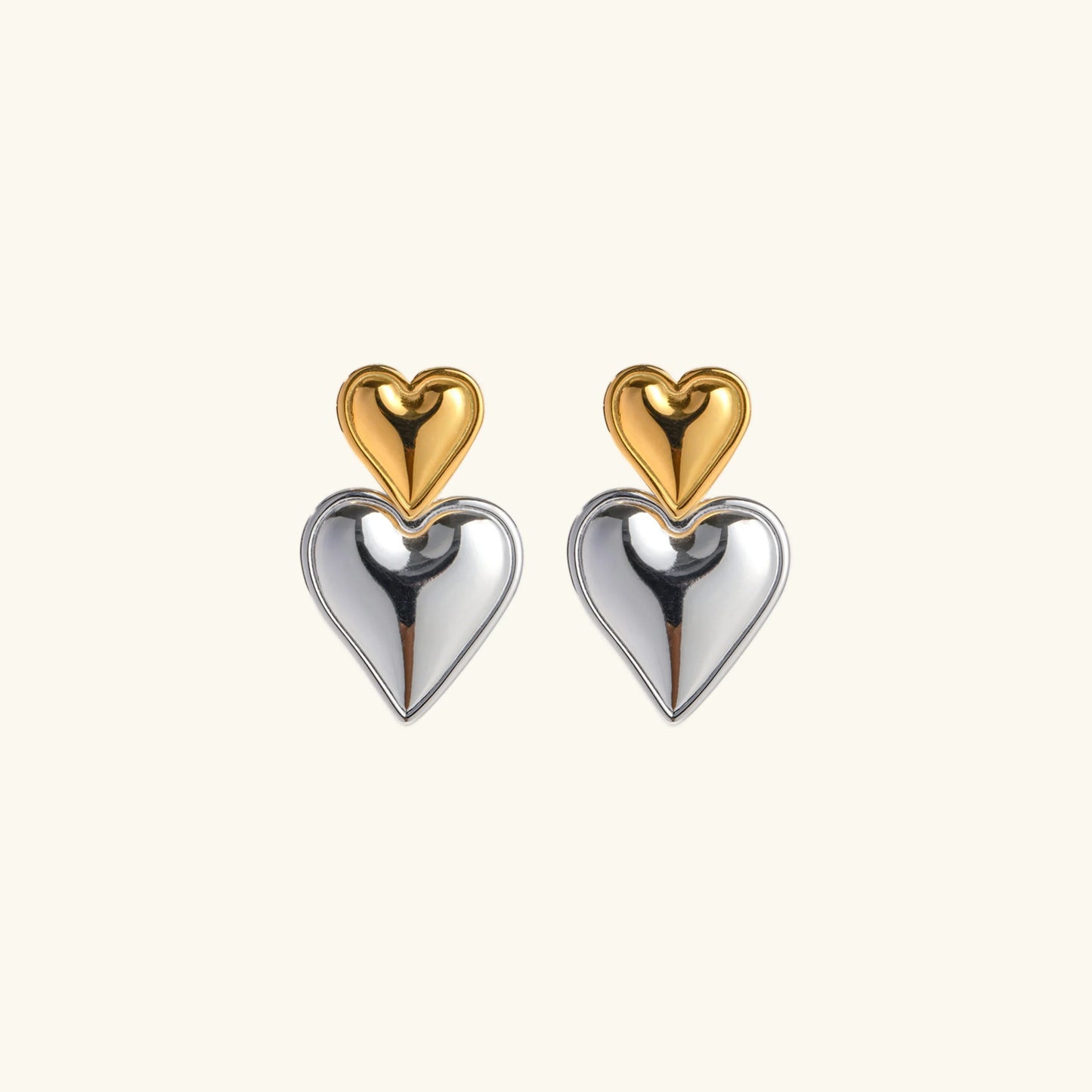 [Raffine]Zofia Two Tone Heart Earrings