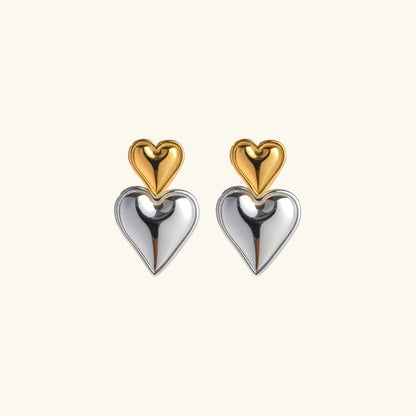 [Raffine]Zofia Two Tone Heart Earrings