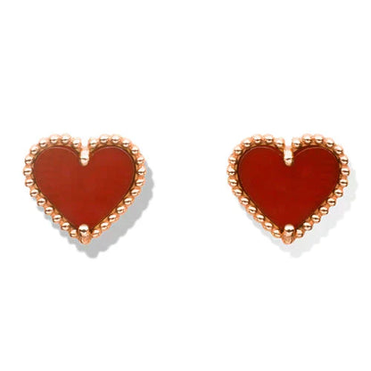 [Raffine]HEART CARNELIAN STUD EARRINGS