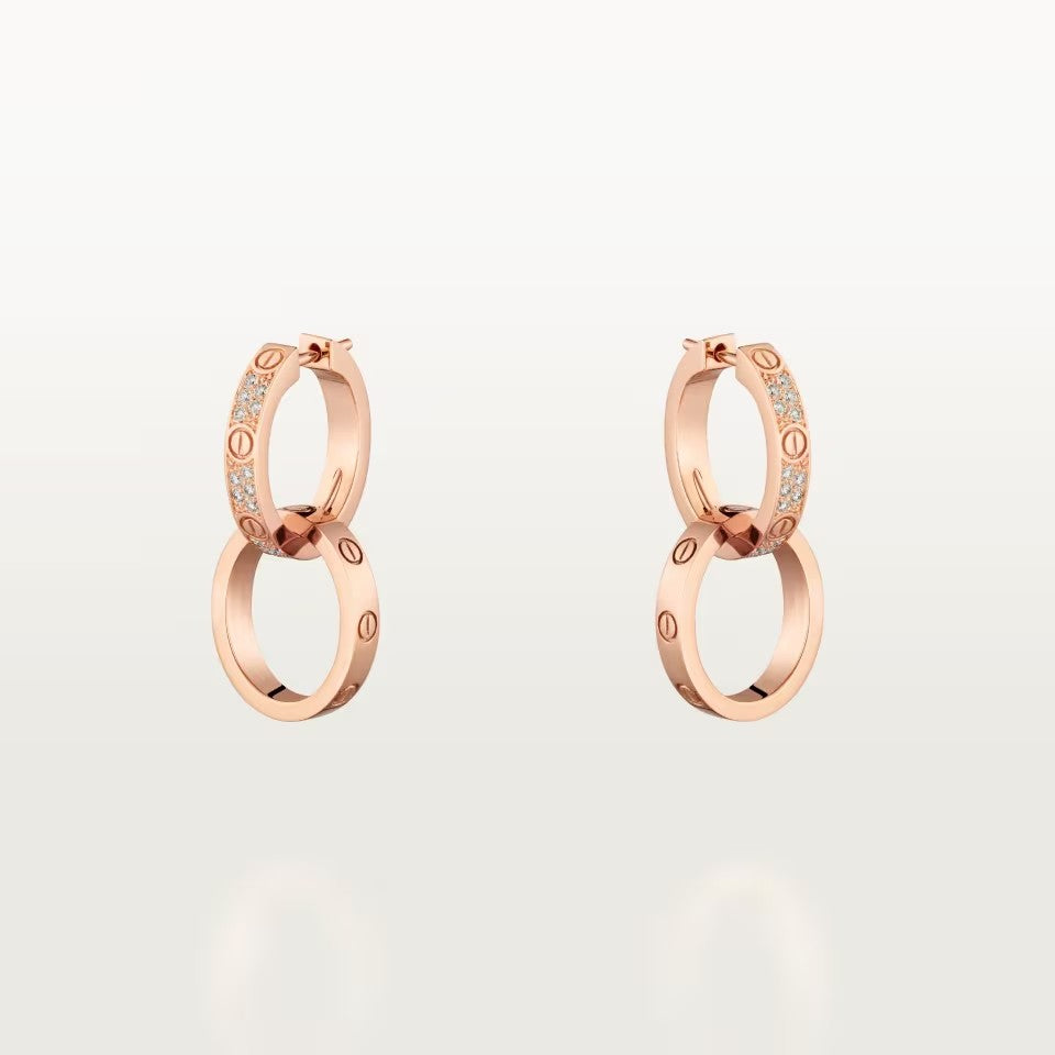 [Raffine]LOVE 3.3MM DANGLE HALF DIAMOND EARRINGS