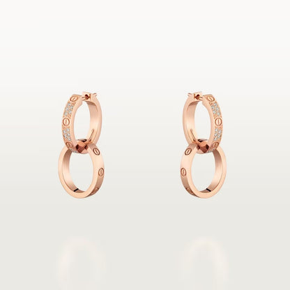 [Raffine]LOVE 3.3MM DANGLE HALF DIAMOND EARRINGS