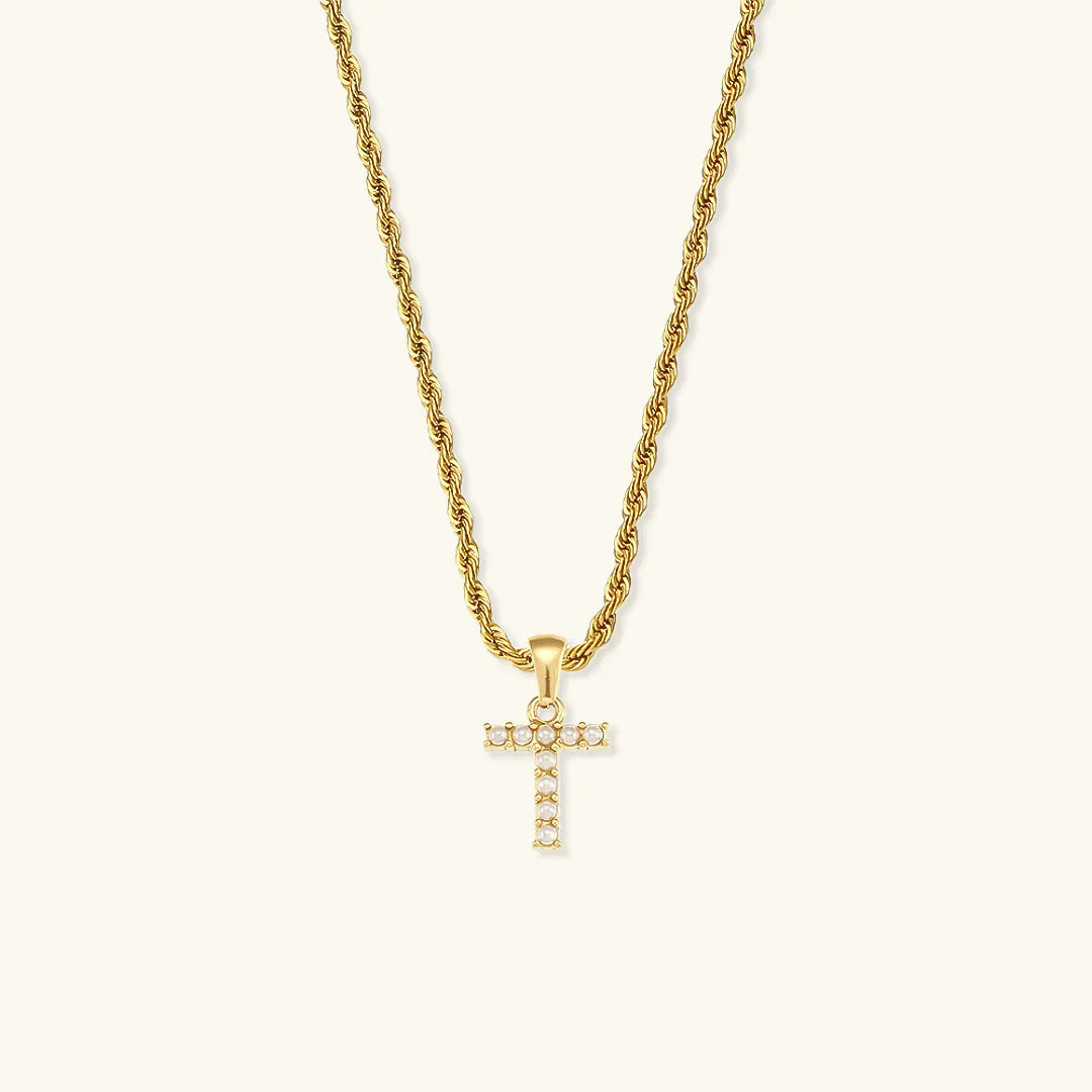 [Raffine]Elodie Initial Letter Pearl Necklace
