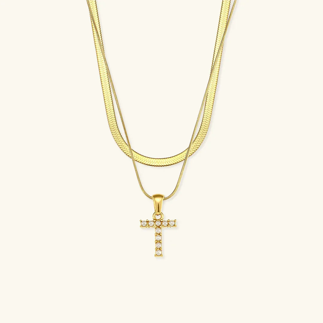 [Raffine]Fiona Layered Gold Initial Letter Necklace