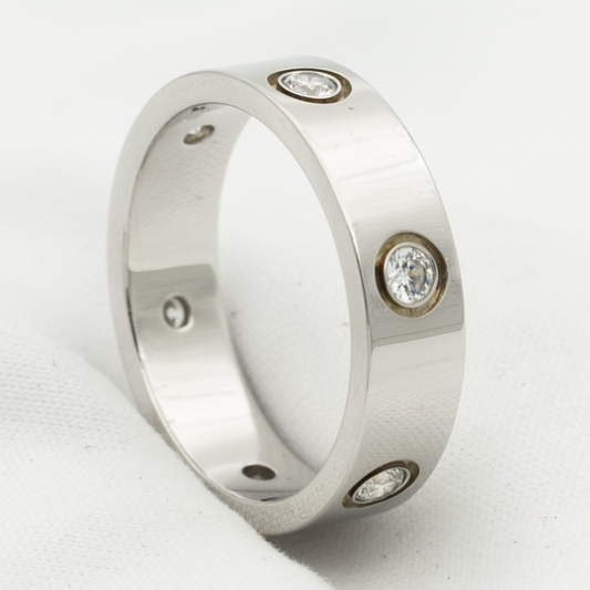 [Raffine]LOVE RING 5.5MM 6 DIAMONDS SILVER