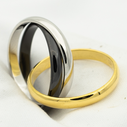 [Raffine] ANILLO TRINITY ORO NEGRO PLATA