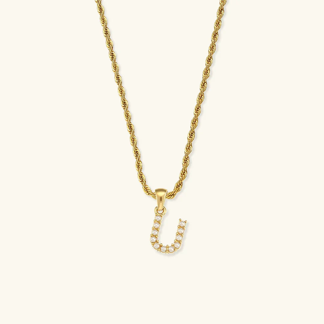 [Raffine]Elodie Initial Letter Pearl Necklace